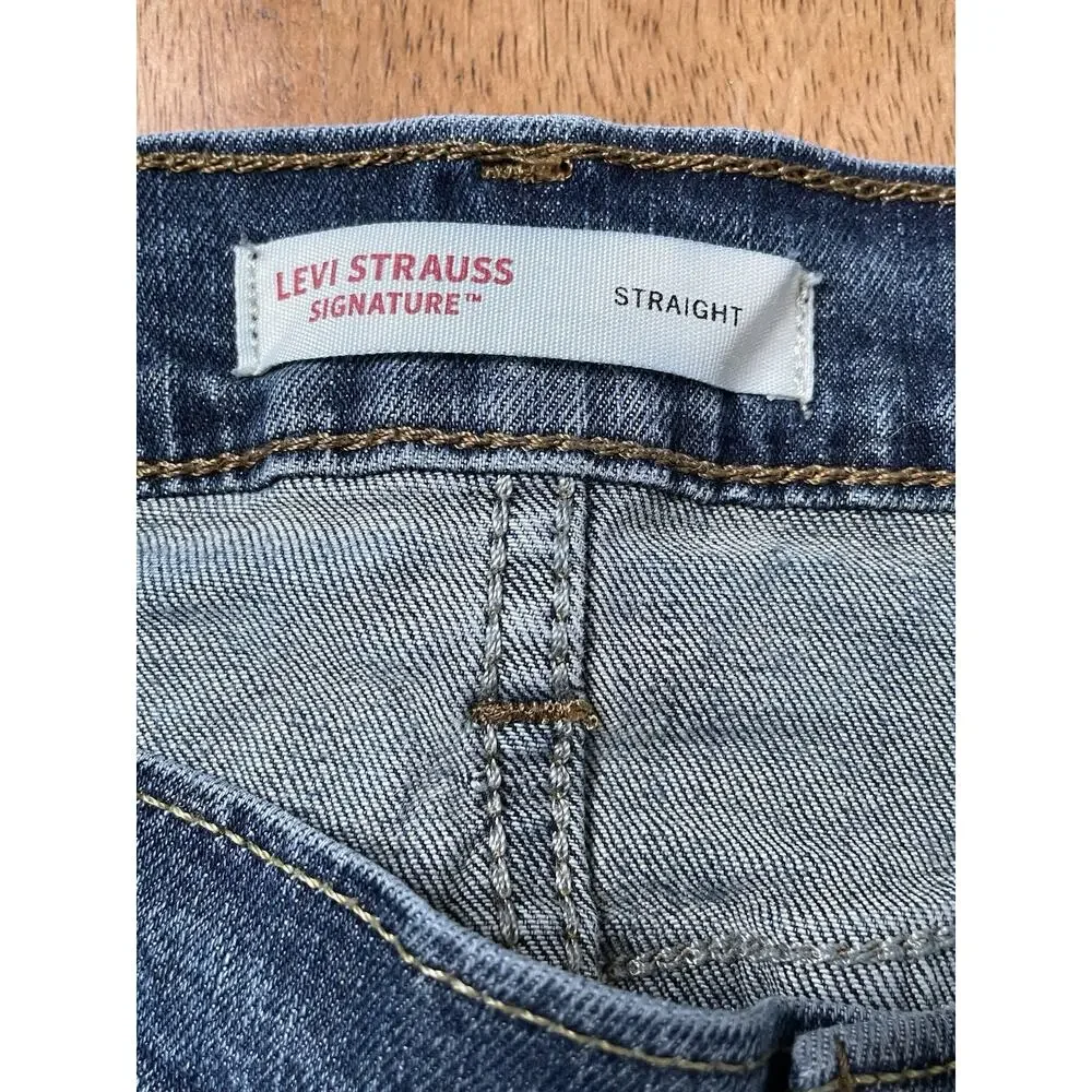 Levi Strauss Signature Straight Jeans Men's 40x32 Medium Wash Stretch Denim